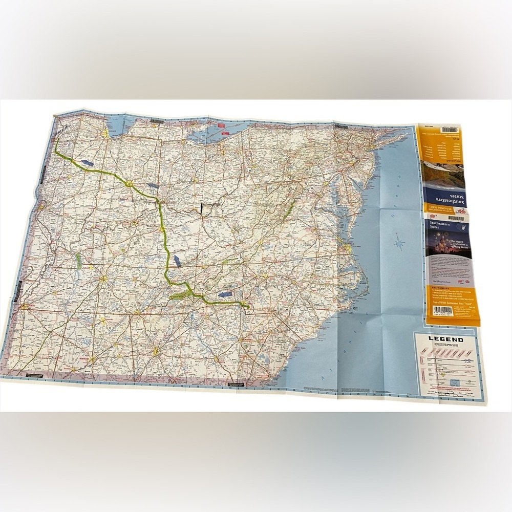 Vintage AAA North America Regional Series Southeastern States Road Map